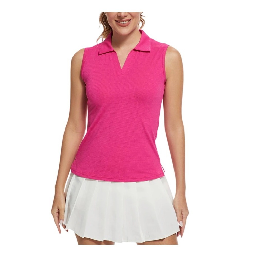PGATOUR Womens‎ Sleeveless Golf Polo Shirt Magenta Pink Airflux XL